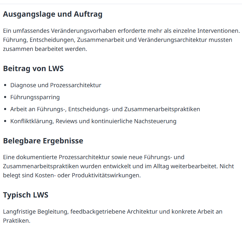 Langfristige Transformation eines Produktionsunternehmens
