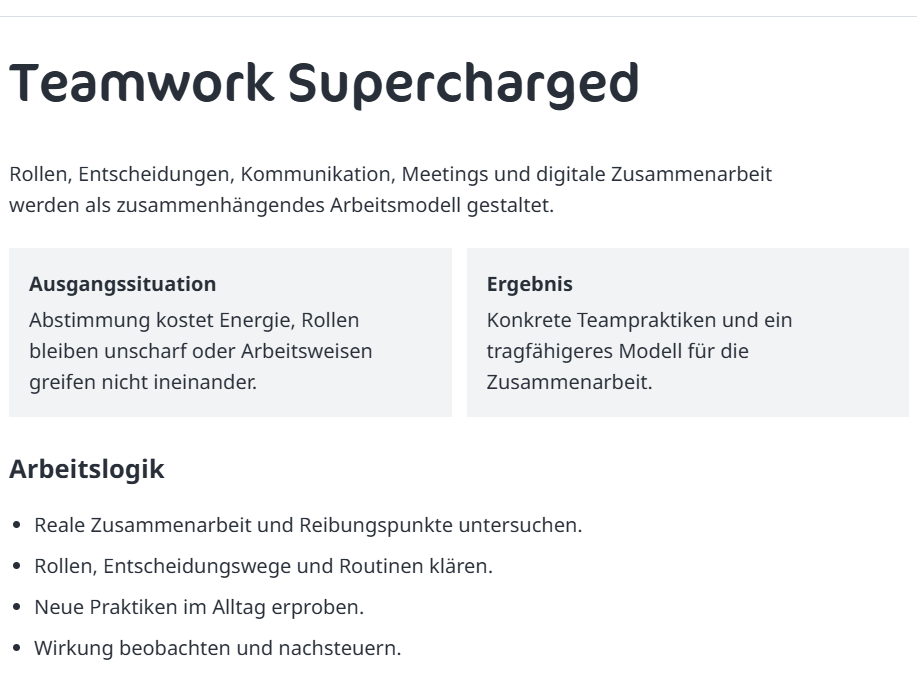 Vertiefung Teamwork Supercharged